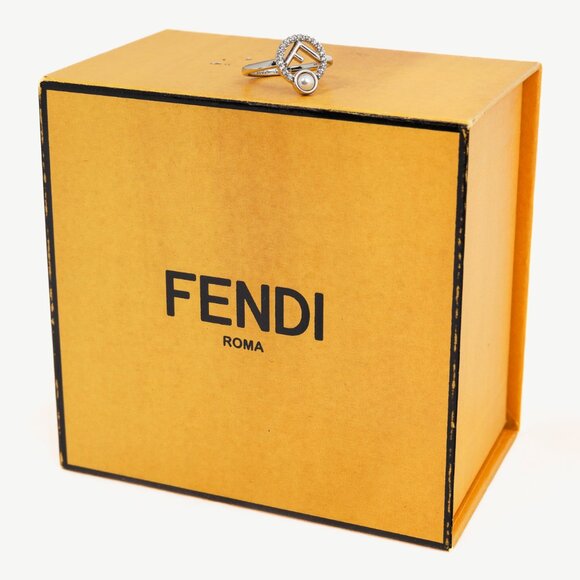 Fendi F is Fendi Pearl & Crystal Palladium-Plated Ring - Picture 5 of 5